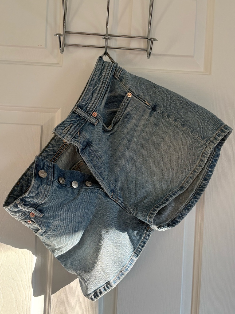 FREE PEOPLE High-Rise Light Blue Denim Women's Jeans Shorts